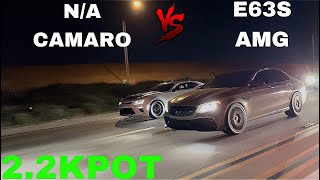 NA CAMARO SS VS MERCEDES E63S AMG 22KPOT mexico racing mercedes camaro outside e [upl. by Onig]