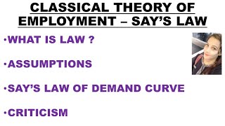 🛑CLASSICAL THEORY OF EMPLOYMENT  JB SAYS LAW  Macroeconomics  By Ayushi Sharma [upl. by Diamante]