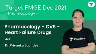 Pharmacology  CVS  Heart Failure Drugs  FMGE Dec21  Lets crack NEET PG  Dr Priyanka Sachdev [upl. by Leuneb]