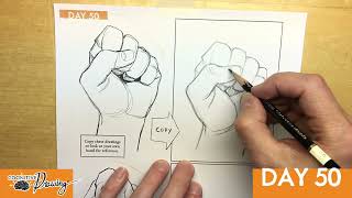 Day 50 Drawing and Sketching Hands  Cognitive Drawing MALE [upl. by Anirrak]