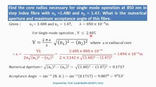 Numericals to calculate numerical aperture V number and number of modes [upl. by Haral]