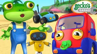 Beach Trip Hullabaloo  Geckos Garage  Trucks For Children  Cartoons For Kids [upl. by Endo]