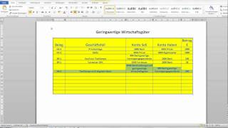 Geringwertige Wirtschaftsgüter Buchführung mit Excel [upl. by Giacomo]