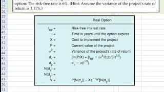 Real Options Valuing the Option  Black Scholes P13 7 12e [upl. by Esyla]