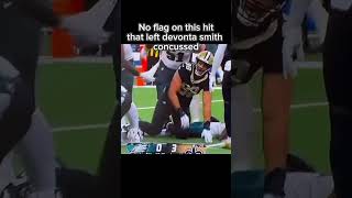 Devonta Smith concussed after dirty tackle against saints Nfl highlights injury eagles [upl. by Hedley]