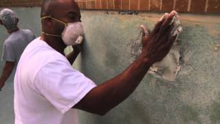 How to do Pool Resurfacing  Part One Travertine Pool Deck Pavers Refinish [upl. by Aira359]