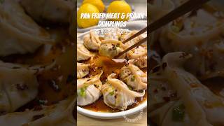 Pan Friend Meat amp shrimps Dumplings Gyoza 香煎肉虾饺子 dumplings gyoza shrimp shrimpsrecipe chilioil [upl. by Nadean]