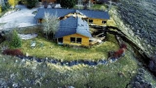 Wyoming landslide splits home in two creeps towards resort town [upl. by Lewert]