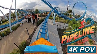 Pipeline The Surf Coaster 4K Front Seat POV SeaWorld Orlando Orlando FL [upl. by Anirbak]