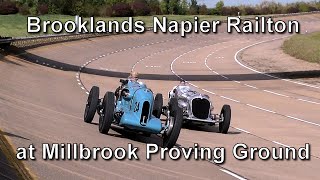 Brooklands Napier Railton at Driving at the Millbrook Proving Ground Banked Circuit [upl. by Dlaregztif]