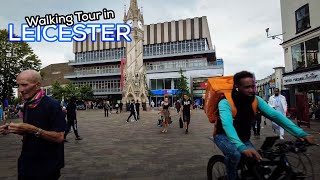 Leicester UK  City Centre Virtual Walking Tour 4K [upl. by Lahsiv812]