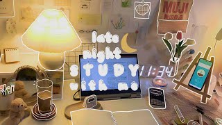 1 HOUR real time late night study with me calm piano🌙1 notetaking soft rain pencil write asmr [upl. by Eentirb]