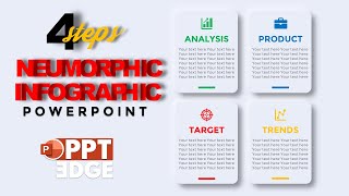 How to Create 4 Steps Animated Neumorphic Infographic in PowerPoint  Chapter 2  PPT EDGE [upl. by Onitsirc767]