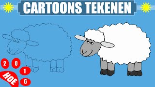 Schaap tekenen in 80s  Hoe teken je een schaap voor kinderen en beginners 31 [upl. by Nirat866]