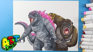 How to Draw Godzilla and Kong  Godzilla x Kong The New Empire [upl. by Lonne]