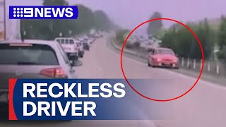 Man driving on wrong side of highway arrested by police  9 News Australia [upl. by Hildy]