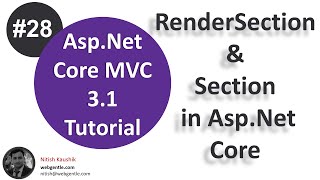 28 RenderSection amp Section in AspNet Core  AspNet Core tutorial [upl. by Amlas]