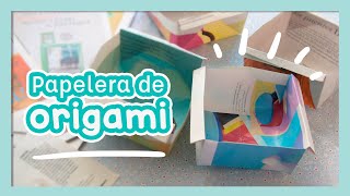 Cómo hacer una PAPELERA de ORIGAMI FÁCIL 🙌  Trash box tutorial  Fuzzylactic [upl. by Wasserman200]