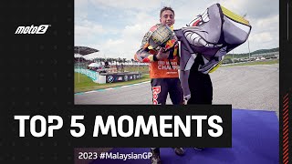 Top 5 Moto2™ Moments 🦈  2023 MalaysianGP [upl. by Curtice]