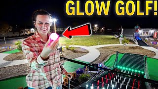 The BEST Night Time Mini Golf Course  GLOW GOLF [upl. by Pompei]