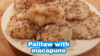 Palitaw with macapuno filling  Easy Palitaw recipe  Glutinous rice balls recipe by Jonalyn Dahle [upl. by Airdnaid363]