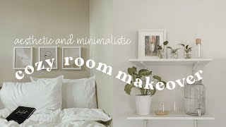 aesthetic room makeover🪴  minimalist pinterestinspired cozy [upl. by Ecadnak905]