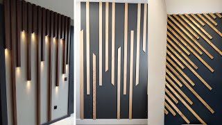 Wall Wood panelling design ideas  Wood Panelling living Room  Wall panelling with Plywood  ideas [upl. by Aiht783]