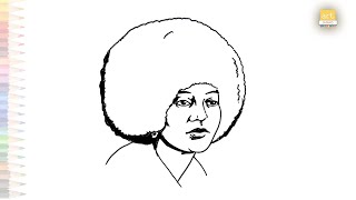 Angela Davis drawing video  Angela Davis outline sketch  How to draw Angela Davis step by step [upl. by Aved]