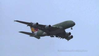 Asiana Airlines New A380 HL7635  Final Approach Hamburg Finkenwerder Airport [upl. by Hbahsur]