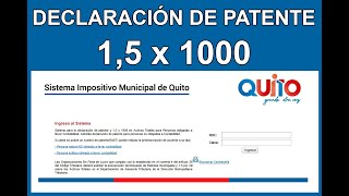 DECLARACIÓN DE PATENTE EN LÍNEA 15 X MIL  CÓMO REALIZAR LA DECLARACIÓN [upl. by Nnahaid]