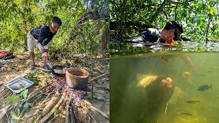 Pescando y cocinando en un lugar muy hermoso de forma casera y tradicional [upl. by Yodlem]