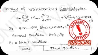 Method of Undetermined Coefficients  Detailed Explanation about working rule1  SEMII  OU [upl. by Picardi56]