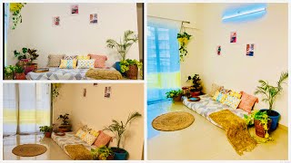 Living Room Decor Ideas On A Budget  Lower Sitting Area Decor  Living Room Setup  Floor Seating [upl. by Nageem]