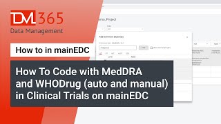 How To Code with MedDRA and WHODrug auto and manual in Clinical Trials on mainEDC [upl. by Eeliak]