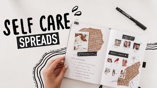 SELF CARE SPREADS for your BULLET JOURNAL  gratitude scrapbooking and doodles [upl. by Cedric]