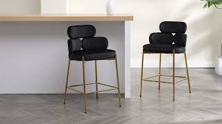 Wahson Modern Velvet Bar Stools Upholstered Counter Stools with Metal Legs for Home Pub Kitchen [upl. by Nilesoj227]