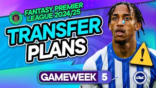 MY FIRST FPL GW5 TRANSFER PLANS ☠️ Horror Gameweek 😭  Fantasy Premier League Tips 202425 [upl. by Zorah]