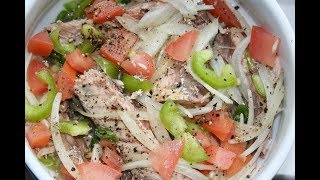 SRI LANKAN MACKEREL SALAD RECIPE BOILED METHOD ENGLISH [upl. by Ybbob]