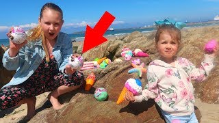 LOL Surprise Dolls Toy Hunt Challenge at the Beach  Ruby Rube and Bonnie [upl. by Salamone]