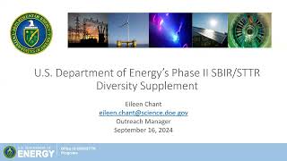 DOE SBIRSTTR Phase II Diversity Supplement Webinar [upl. by Dusza215]