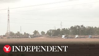 Live Israeli forces gather near Ashkelon north of Gaza [upl. by Howund]