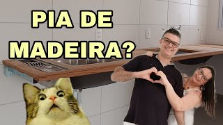 Bancada de madeira pra cozinha do apê parte 2 [upl. by Evita]