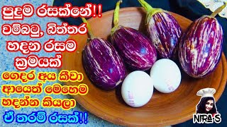 වම්බටුයි බිත්තරයි මම කෑව රසම විදිහ  brinjal egg recipe wambatu curry wambatu baduma batu thelata [upl. by Roze]