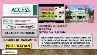 ACCESS  Concursos Prefeituras Municipais de Aparecida de Goiânia e JaraguáGO [upl. by Quintessa]