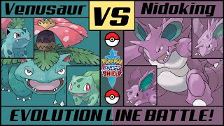 NIDOKING vs VENUSAUR Evolution Line Battle [upl. by Lada]