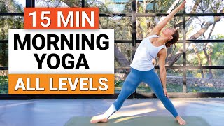 15 Min Morning Yoga  Full Body Yoga Flow For All Levels [upl. by Suirtimed]