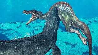 MOSASAURUS Vs SPINOSAURUS  Jurassic World Evolution 2 [upl. by Otineb]