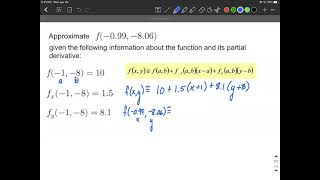 Linear Approximation using partial derivatives for function in two variables calculus [upl. by Nytram]