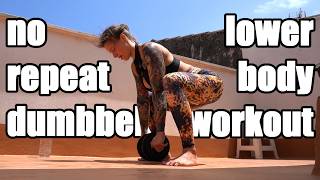 NO REPEAT lower body workout with 1 dumbbell  ENGLISH [upl. by Aileno]