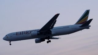 Ethiopian Airlines B767 Landing at Brussels Airport on Rwy 02 in Full HD [upl. by Adnolehs]